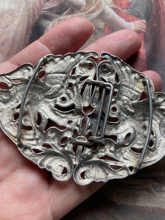 Antique Victorian Solid Sterling Silver Seraphic Belt Buckle main image 11